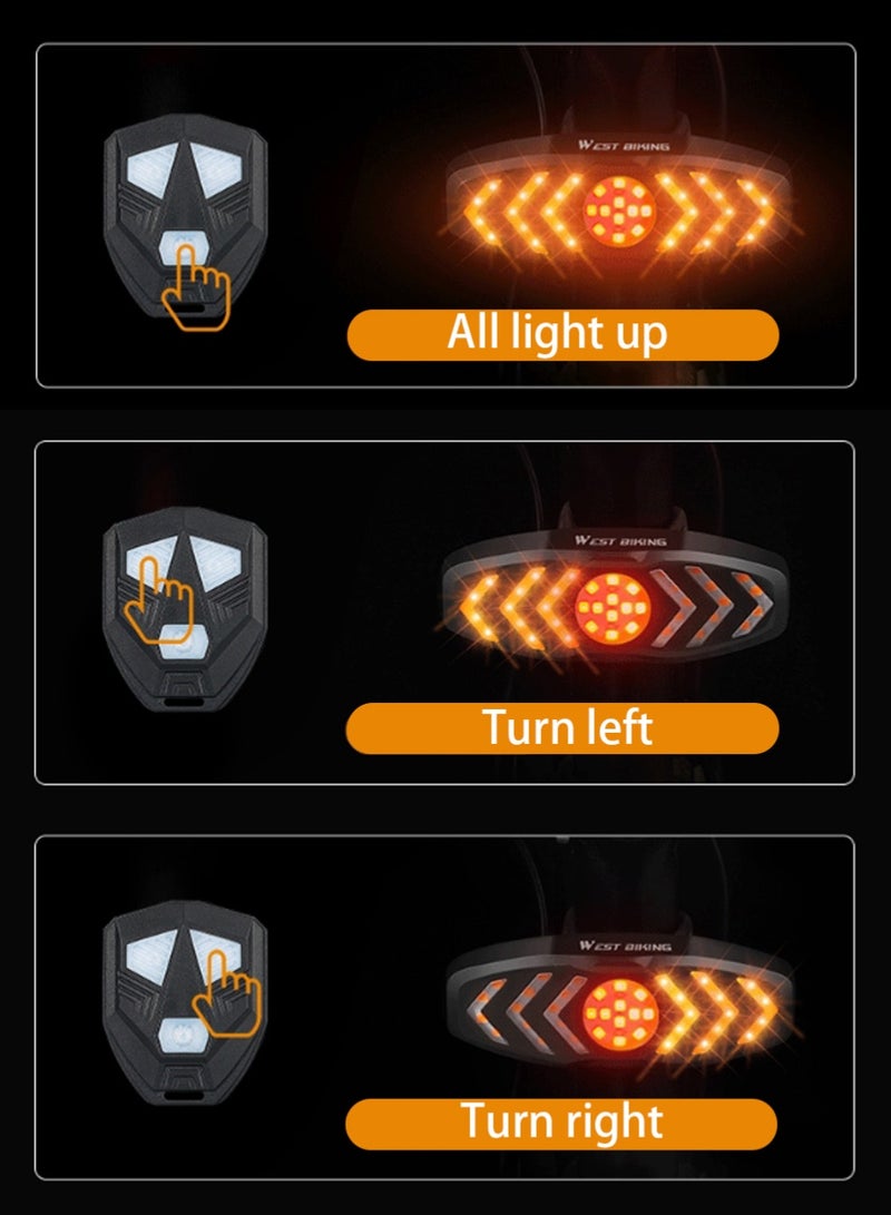 أضواء الدراجة وأضواء مؤخرة الدراجة مع جهاز تحكم عن بُعد، مجموعة أضواء الدراجة، ضوء مؤخرة الدراجة قابل لإعادة الشحن عبر USB - Image 3