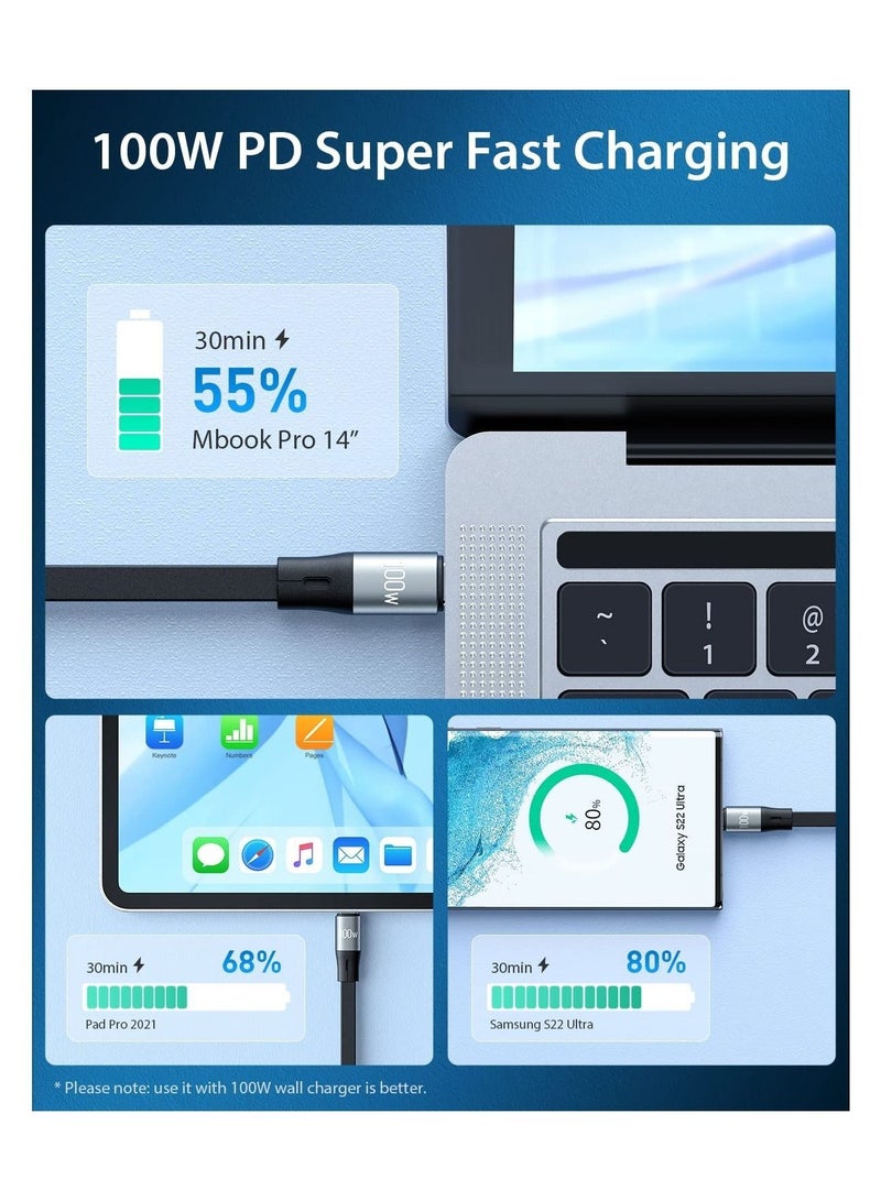 Type C Cable 100W PD Super Fast Charging Cable, 3 in 1 Retractable Charging Cable Multi Charging Cable with Type C/Micro USB for Laptop/Cell Phone/Tablets/Phone 13 12/Galaxy(1.2m) - Image 3