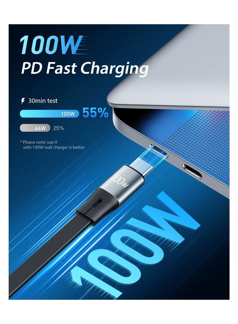 Type C Cable 100W PD Super Fast Charging Cable, 3 in 1 Retractable Charging Cable Multi Charging Cable with Type C/Micro USB for Laptop/Cell Phone/Tablets/Phone 13 12/Galaxy(1.2m) - Image 2