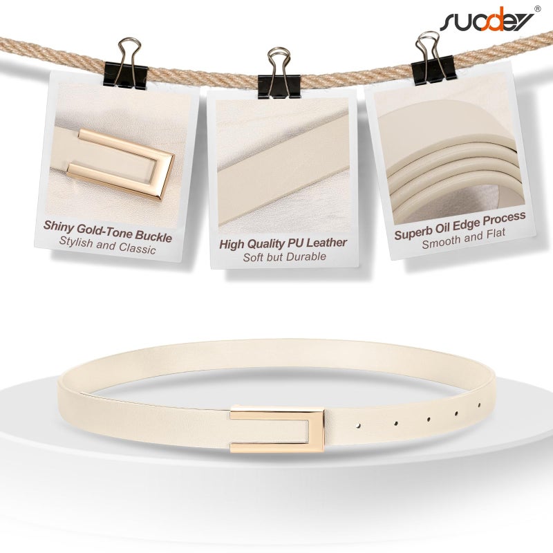 SUOSDEY 3 Pack Skinny Leather Belts for Women Jeans Belt for Dress with Alloy Buckle - Image 4