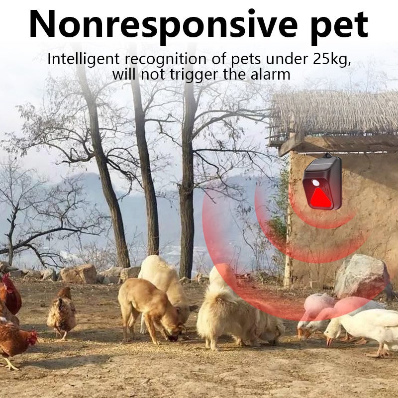 New Solar-Powered Alarm Light with Human Motion Sensor and Remote Control - Animal Deterrent Solar Alert Lamp - Image 3