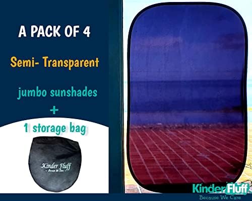 kinder Fluff Car Window Shade (4Pack)-The Only Certified Cockpit & Car Window Sun Shade for Baby & Pilots Proven to Block 99.95% UVR -Mom's Choice Gold Award- Aircraft & Car Seat Sun Protection - XL - Image 2