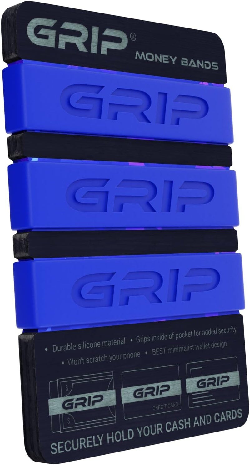 Grip Money Bands (Pack of 3) - DARK BLUE - Premium Silicone Band for Cash & Cards - Slim & Durable Design - Image 2