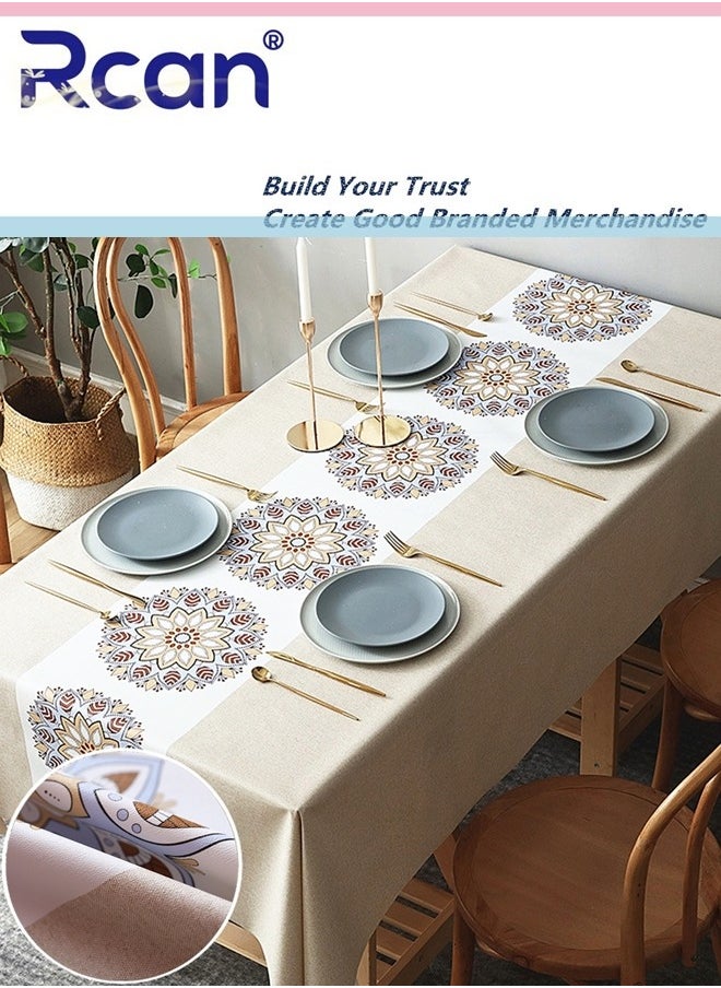 Rcan Waterproof Vinyl Tablecloths, Heavy Duty Oil Proof Spill Proof Plastic Table Cloth, Wipe Clean PVC Table Cover, Rectangular table cloth, for Indoor and Outdoor Kitchen and Dining Room 140X200CM  - Image 1