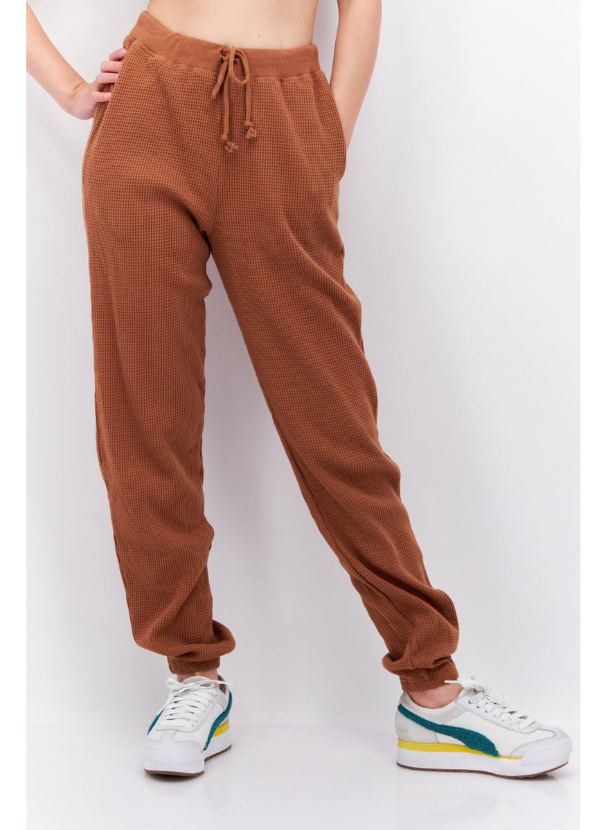 Sage Collective Women Regular Fit Textured Sweatpants, Brown  - Image 1