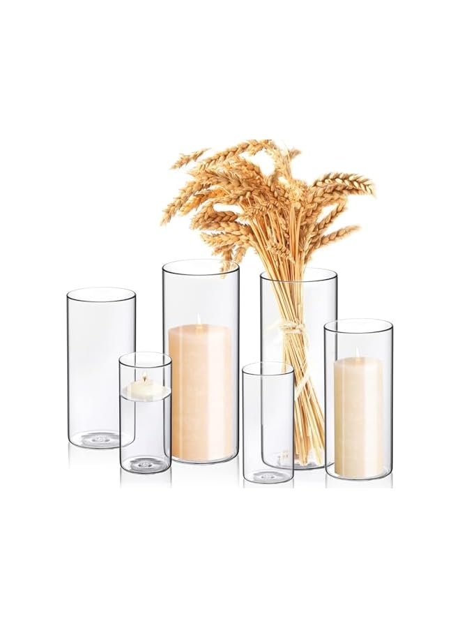 The Bros 9PCS-Hurricane Candle Holders Cylinder Flower Vases, Pillar Votives Floating Candles Holder, Clear Glass Vase for Wedding Party Decoration - Image 4