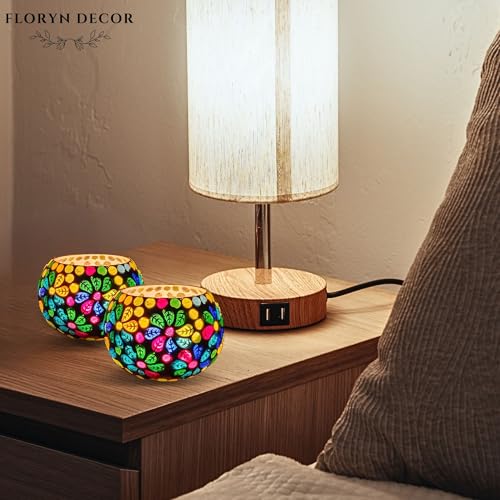 Floryn Decor Morrocan Mosaic Candle Holders | Home Light Decorations Items | Mosaic Glass Tealight Holder | Best lamp for Diwali Decoration | Pack of 2 (with 2 Tealight Candle Free) - Image 3