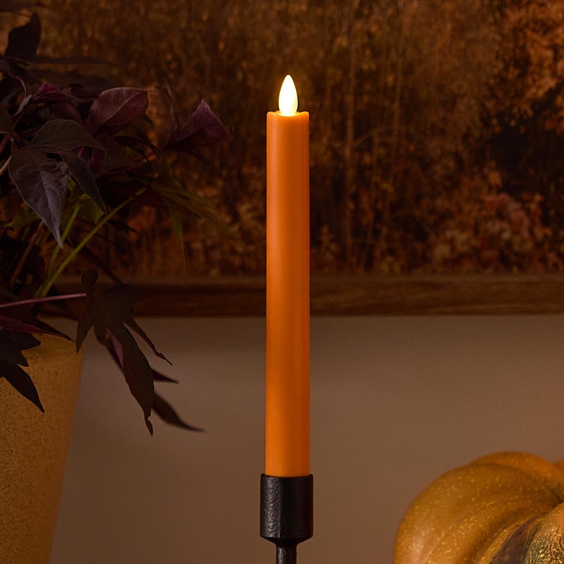 Luminara Taper 1 x 95 AA Battery Wax Flameless Candle wTimer Remote Available Russet Orange Flickering White LED Light Flame Home Decor for Halloween Fall Indoor Candlestick Decoration - Image 2
