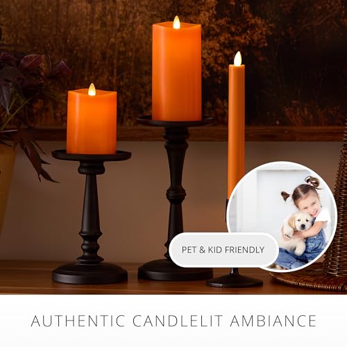 Luminara Taper 1 x 95 AA Battery Wax Flameless Candle wTimer Remote Available Russet Orange Flickering White LED Light Flame Home Decor for Halloween Fall Indoor Candlestick Decoration - Image 3