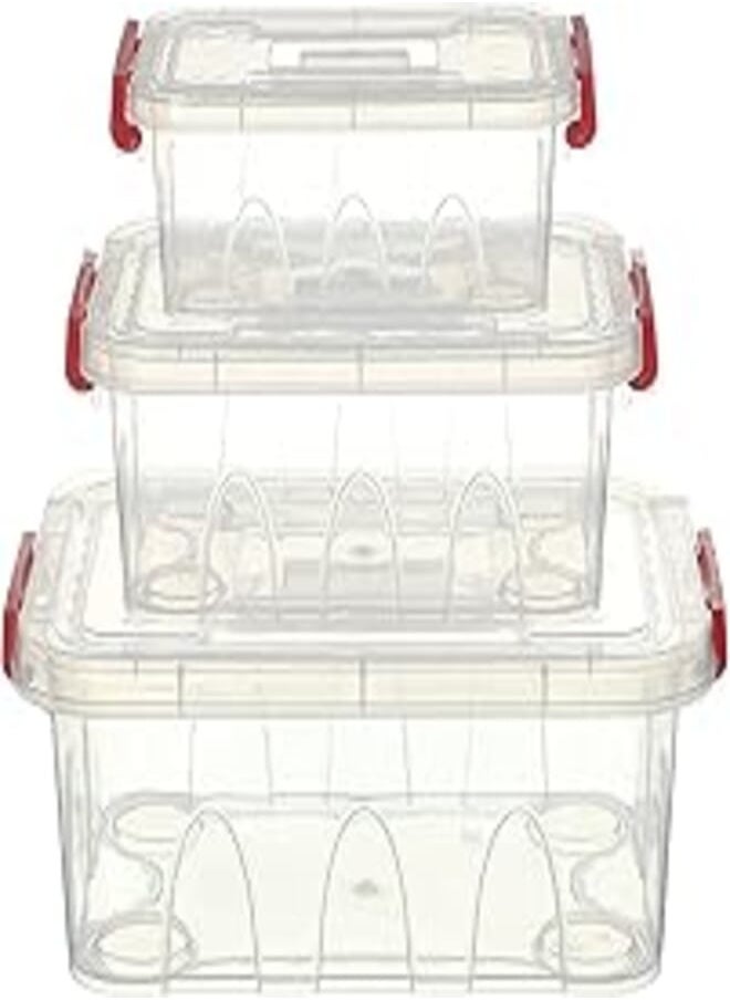 ElYassin elyassin Plastic Refrigerator Lunch Box Set, 3 Piece - Assorted Colors 