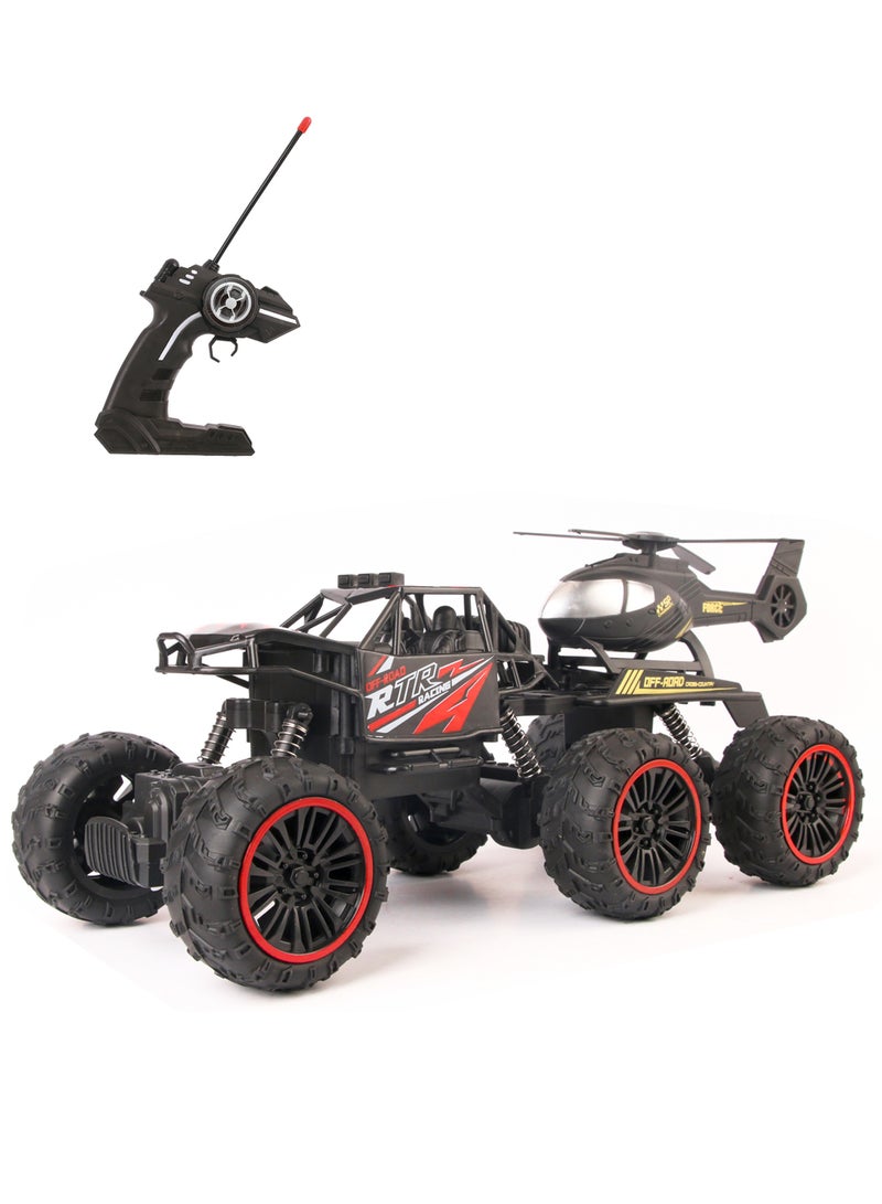 سيارة RC ذات ست عجلات عالية السرعة 2.4G كبيرة جداً مع هليكوبتر - سيارة انزلاق كهربائية للتحكم عن بعد للأطفال - Image 1