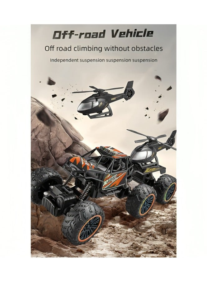 سيارة RC ذات ست عجلات عالية السرعة 2.4G كبيرة جداً مع هليكوبتر - سيارة انزلاق كهربائية للتحكم عن بعد للأطفال - Image 3