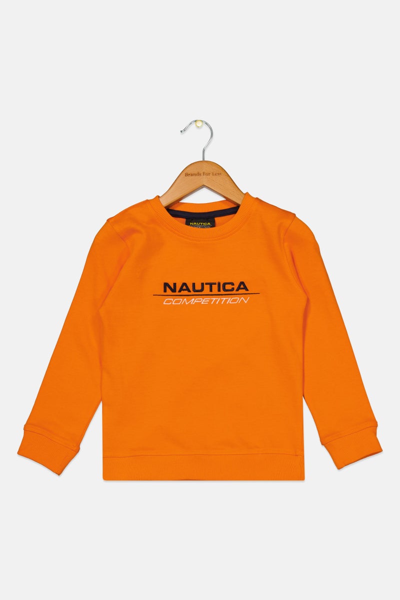 NAUTICA Toddlers Boy Embroidered Logo Sweatshirt, Orange - Image 1