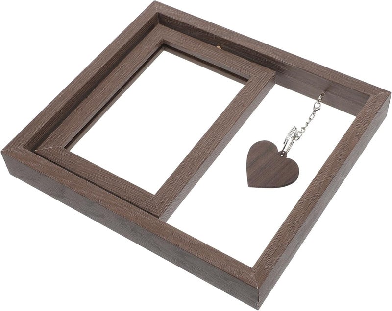 Ipetboom Retro Double-sided Rotating Wooden Picture Frame, Rustic Heart-shaped Desk Photo Holder, Family Photo Display for Office and Tabletop Use - Image 1