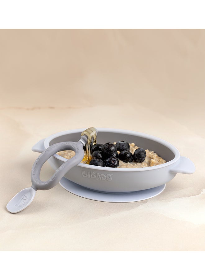 bibado Silicone Suction Bowl, Helps Babies To Grips With Scooping And Independent Feeding Suitable For 6 Months To 3 Years - Mist  - Image 3