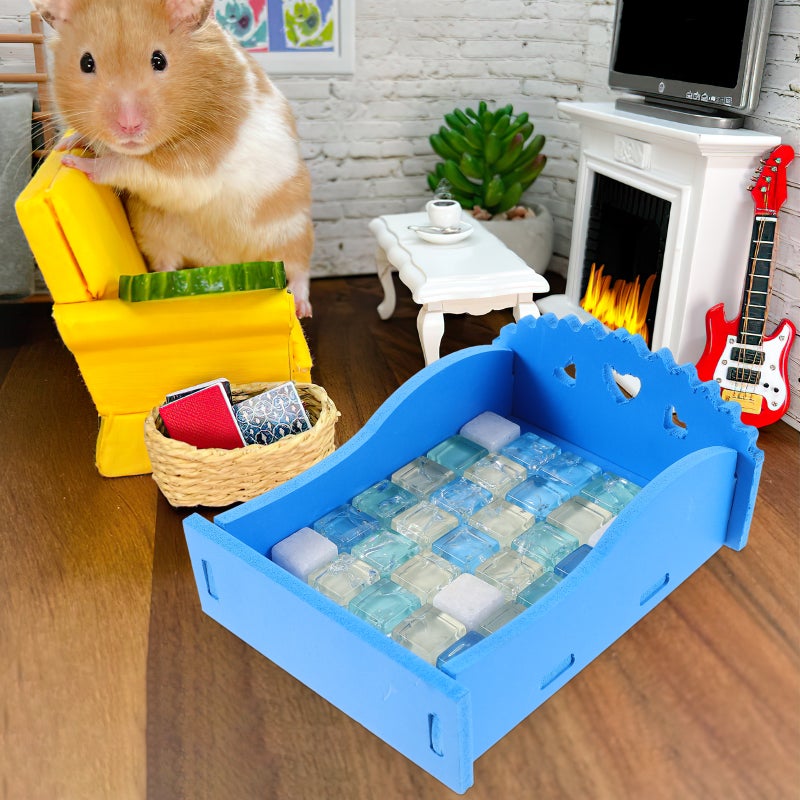 1Pc Hamster Cooling Bed Crystal Hamster Nest Pet Sleeping Mat Sky- - Image 2