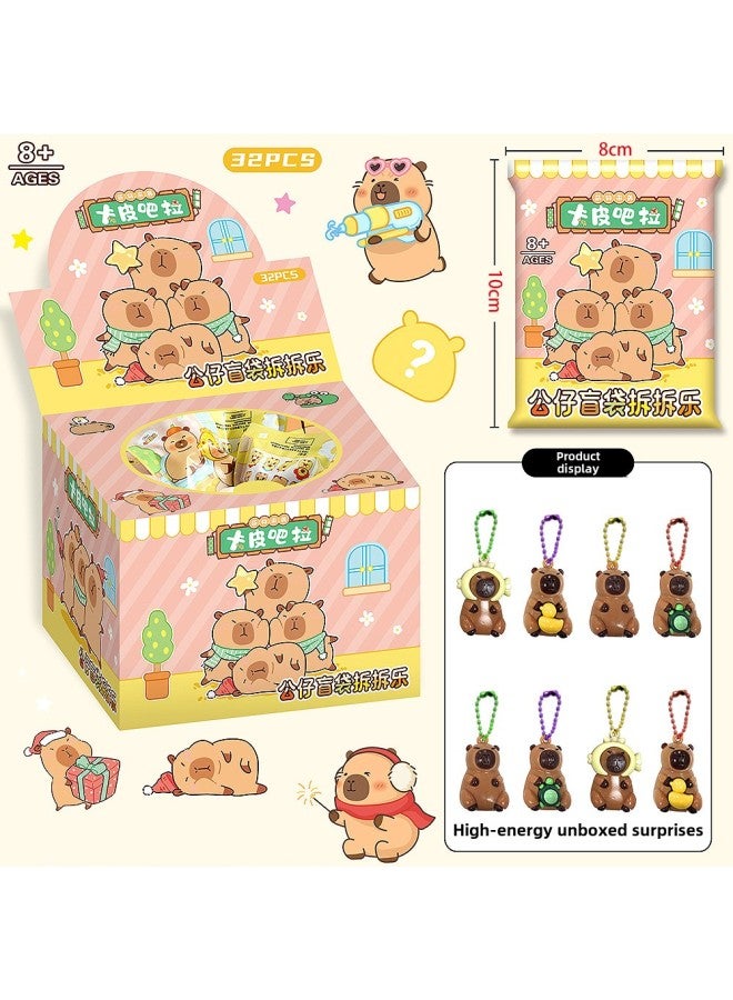 Capibala Acrylic Pendant Blind Bag Demolition Capybara Keychain Pendant Children's Toys Surrounding Hot Sale-Color:Kapibala Doll Blind Bag-a Large Box Of 32 Bags - Image 1