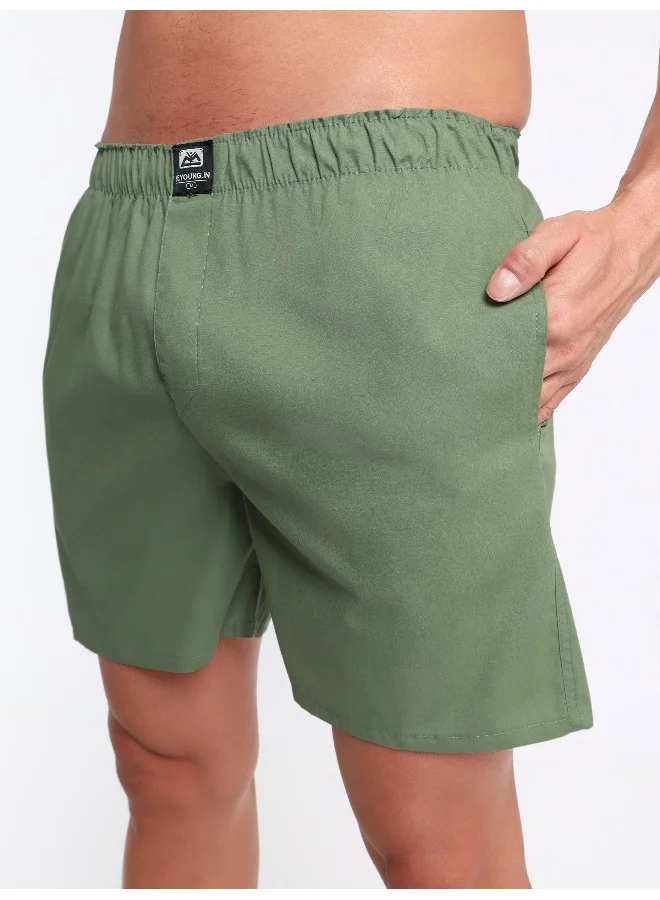 Beyoung Plain Sage Green Mens Boxer