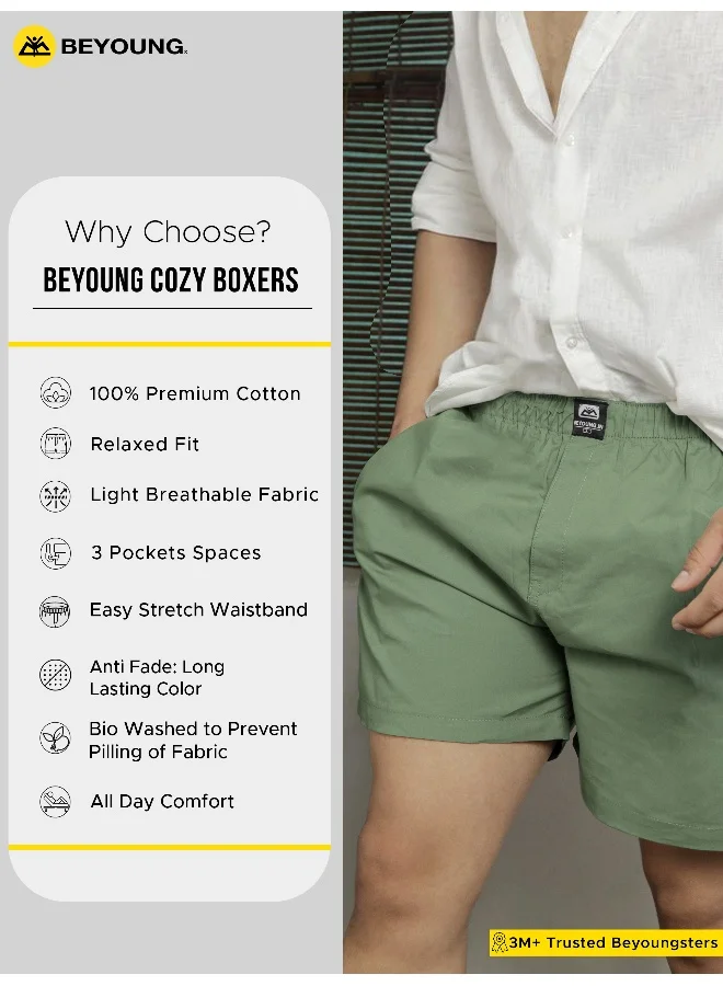 Beyoung Plain Sage Green Mens Boxer