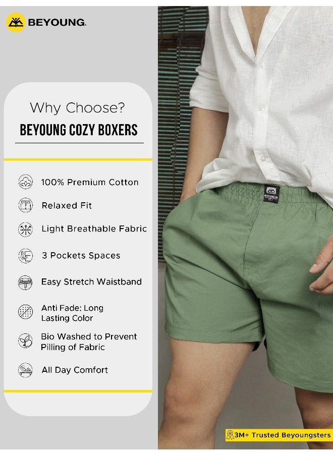 Beyoung Plain Sage Green Mens Boxer  - Image 4