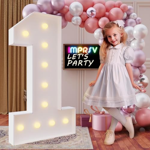 imprsv 4FT Marquee Numbers DIY Light Up Numbers for 1st Birthday Decorations Party Decor Anniversary Party Decor PreCut Foam Board Kit - Image 1