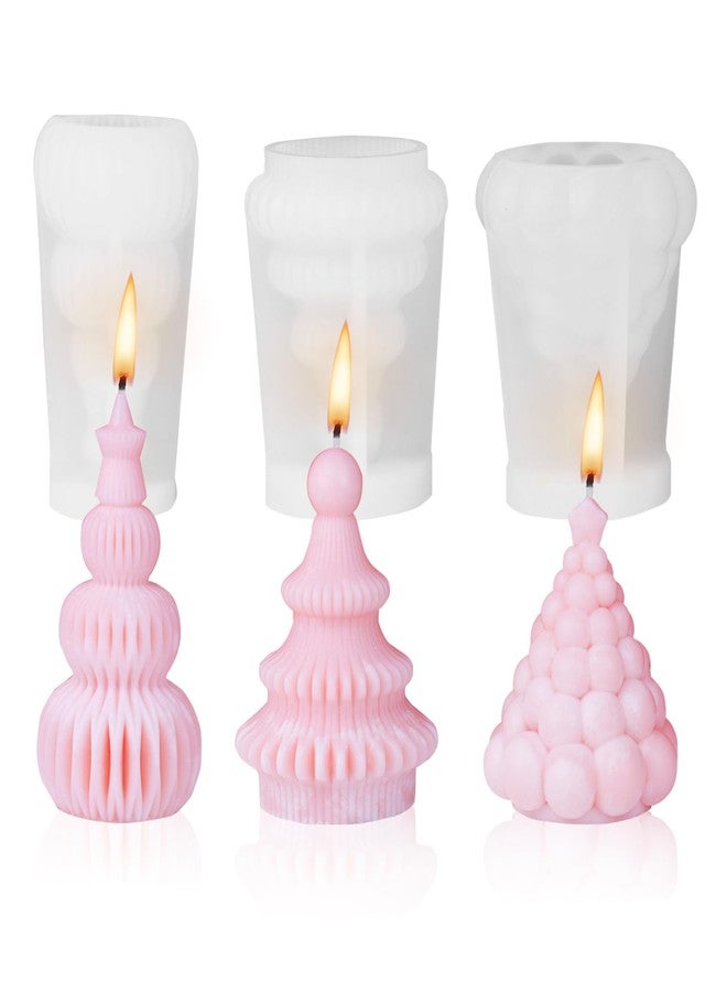 CNYMANY 3 pcs Christmas Tree Candle Molds, CNYMANY 3D Xmas Tree Shape Silicone Candle Making Mold Resin Epoxy Mould Soap Mold Craft Making Tool for Wax Chocolate Party Eve Dinner Festival Home Décor - Image 1