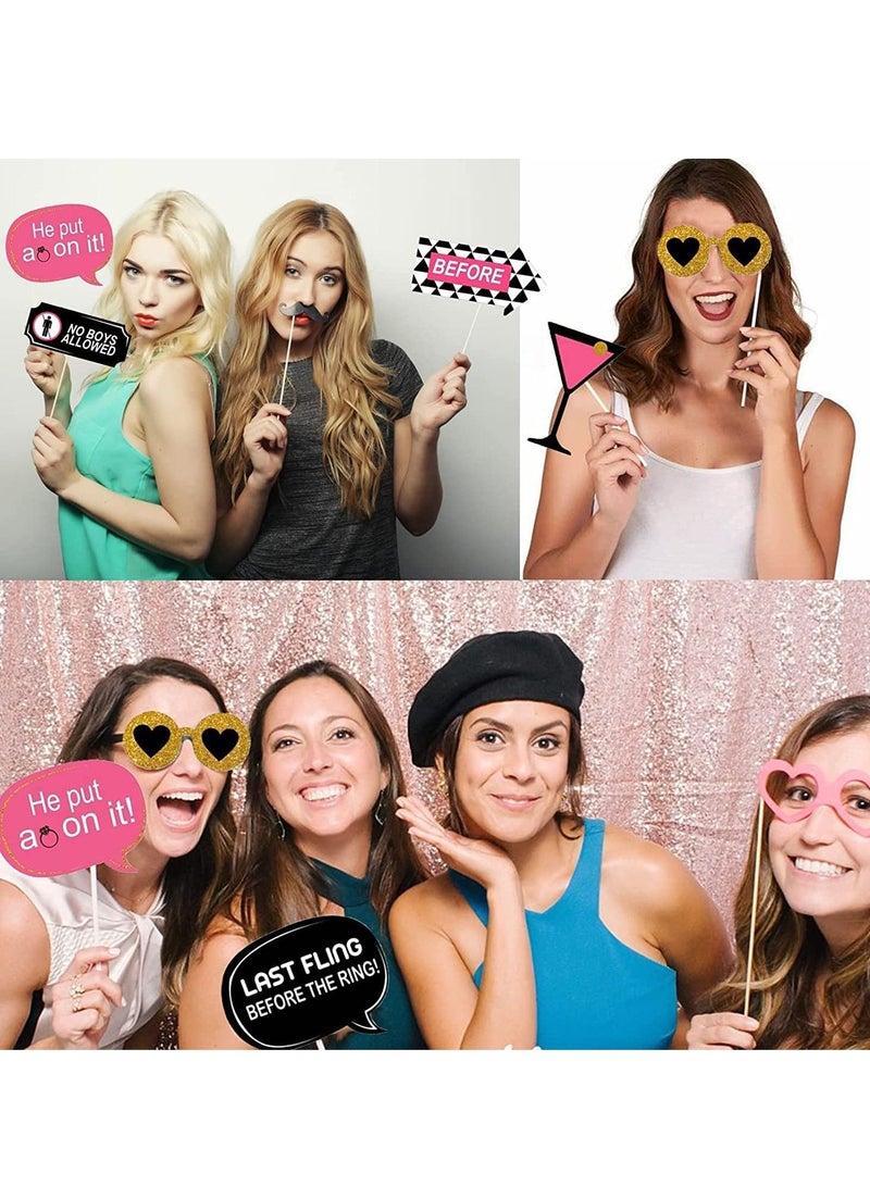 Excefore Hen Party Photo Booth Props, Fashionable Do Accessories 20Pcs Team Bride Selfie Props and Wedding Bridal Shower Decorations Night Games - Image 2