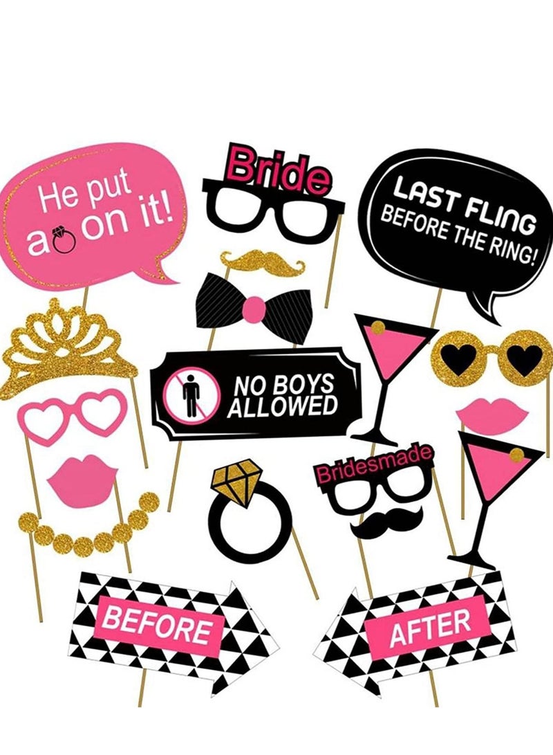 Excefore Hen Party Photo Booth Props, Fashionable Do Accessories 20Pcs Team Bride Selfie Props and Wedding Bridal Shower Decorations Night Games - Image 1