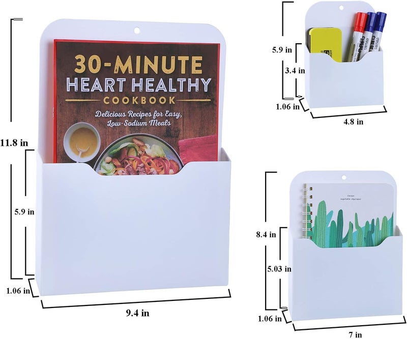 Antner 3 Pack Magnetic File Holder Magnetic Wall File Organizer Refrigerator Storage Pocket Mail Planners Case for Whiteboard, Refrigerator, Metal Locker, L/M/S Size - Image 2