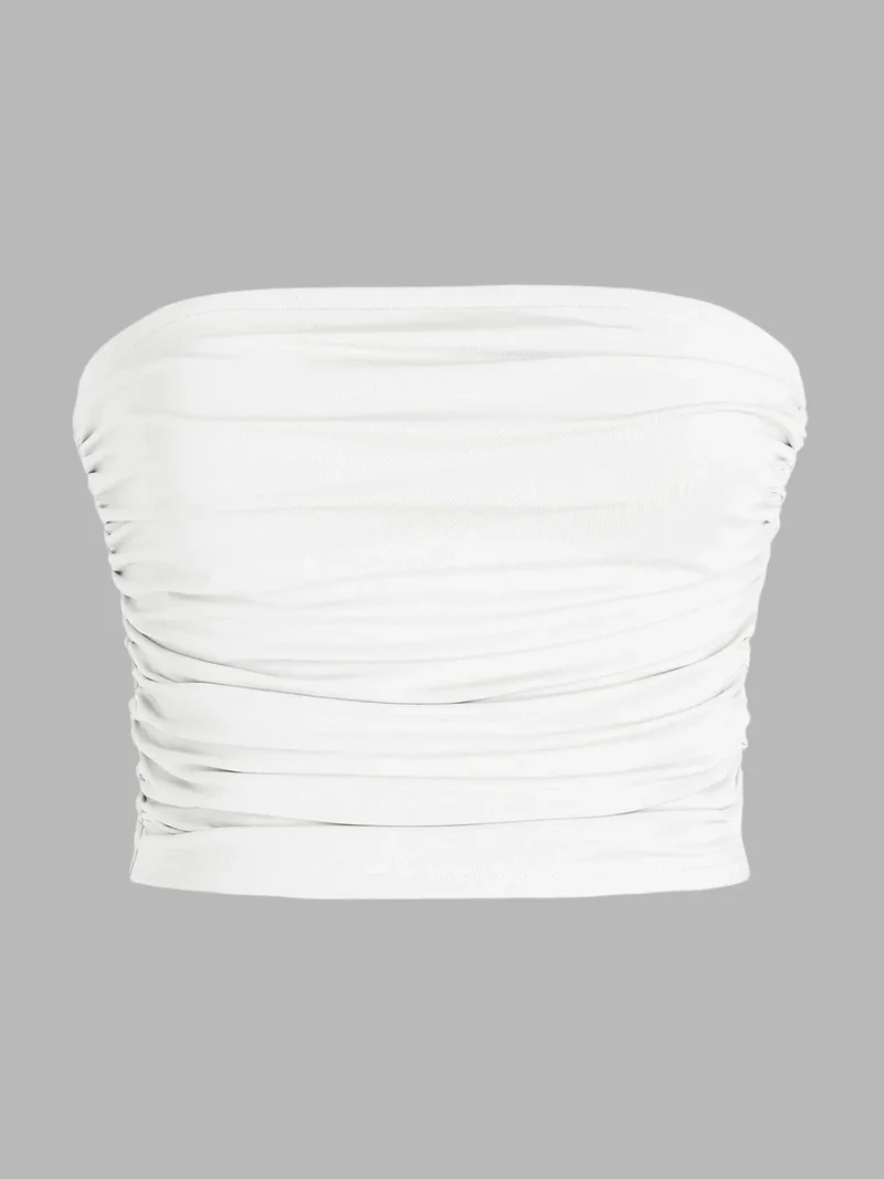 هيكاب بلوزة قصيرة مكشكشة بدون حمالات