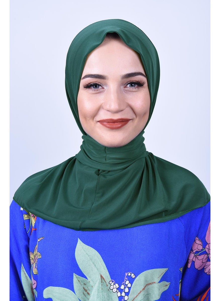 Belifanti Collection Women's Hijab Snap Bone Sandy Hijab Neck Collar Bone Emerald Green  - Image 1