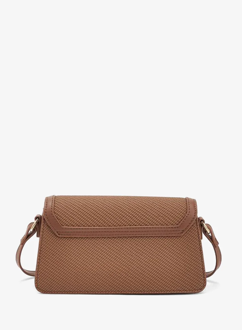 Flora Bella By Shoexpress BROWN Flora Bella Textured Crossbody Bag with Adjustable Shoulder Strap for Women | Best Price UAE