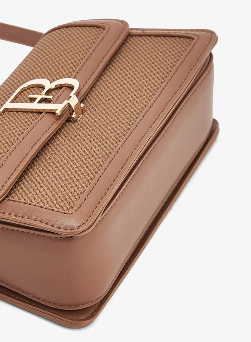 Flora Bella By Shoexpress BROWN Flora Bella Textured Crossbody Bag with Adjustable Shoulder Strap for Women | Best Price UAE
