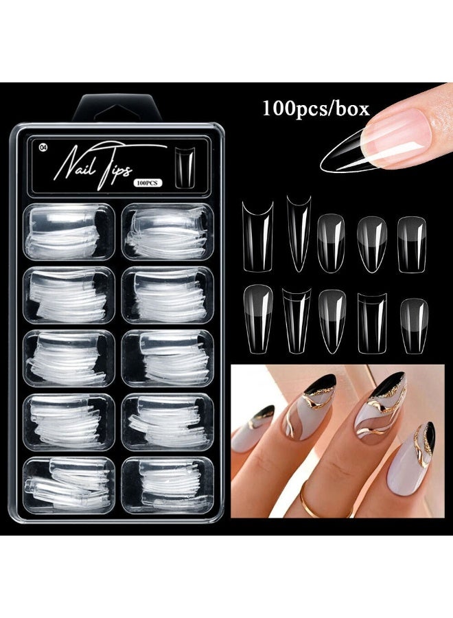 Fake Nails High Quality 100pcs/Box Natural Transparent Different Sizes - Image 4