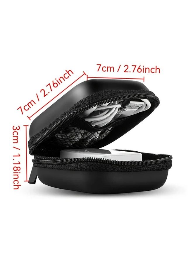 Black Faux Leather Storage Box Organizer For Cables Headphones 2pcs - Image 2