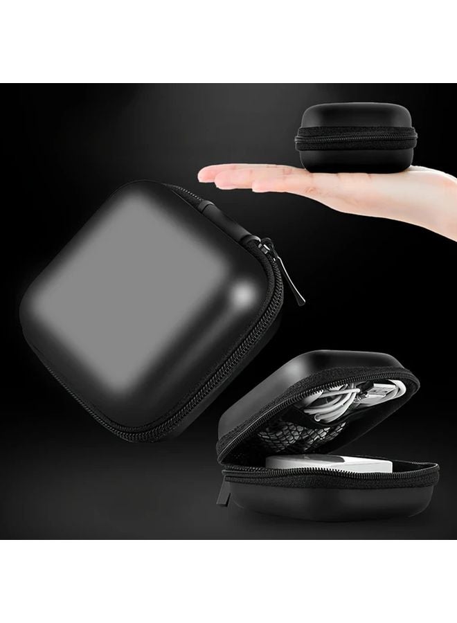 Black Faux Leather Storage Box Organizer For Cables Headphones 2pcs - Image 5