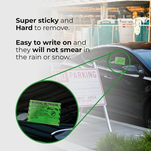 MESS 100 MESS Parking Violaton Stickers 8x5 in – Green Multi-Reason Warning Labels for Towing & Improper Parking – Super Sticky & Hard to Remove - Image 4