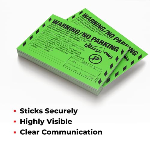 MESS 100 MESS Parking Violaton Stickers 8x5 in – Green Multi-Reason Warning Labels for Towing & Improper Parking – Super Sticky & Hard to Remove - Image 5