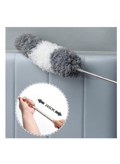 Generic Set Duster Adjustable Bending Telescopic Duster with Stainless Steel Pole Ceiling Web Crevice Corner Household Dusting Cleaner Handle Dusters Brushes 245 CM Length  - Image 5