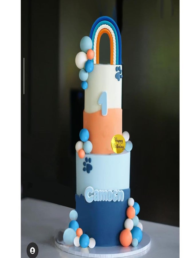 DiDida Rainbow Cake Topper with Orange Ball - Perfect for Blue Birthday Themed Parties - Image 3