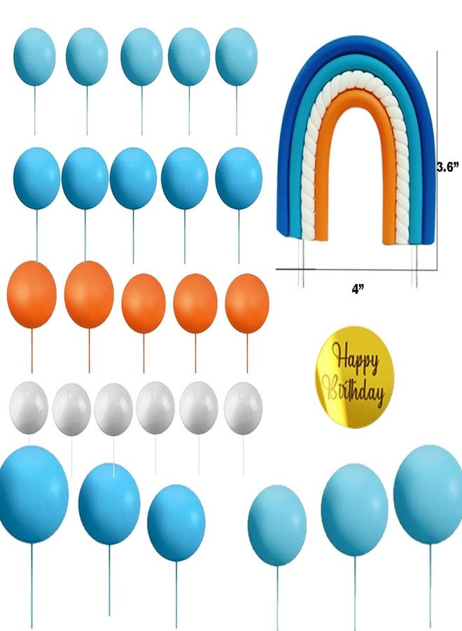 DiDida Rainbow Cake Topper with Orange Ball - Perfect for Blue Birthday Themed Parties - Image 2