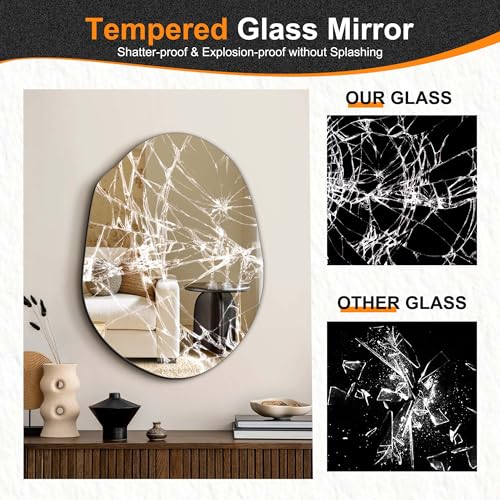 Delma Irregular Wall Mirror, 24"x18" Compact Asymmetrical Cloud Shape, Frameless Decorative Mirror for Bathroom, Bedroom & Hallway, Modern Boho Wall-Mounted - Image 5