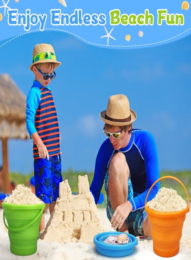 Amarlozn Foldable Beach Sand Toy Bucket for Kids Adults, Jumbo Collapsible Sandbox Bucket, Foldable Pail with Mesh Bag, Multi Use for Garden Beach, Camping, Easter Basket Gift, Fishing, Travelling 3PCS - Image 4