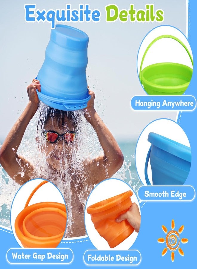 Amarlozn Foldable Beach Sand Toy Bucket for Kids Adults, Jumbo Collapsible Sandbox Bucket, Foldable Pail with Mesh Bag, Multi Use for Garden Beach, Camping, Easter Basket Gift, Fishing, Travelling 3PCS - Image 3