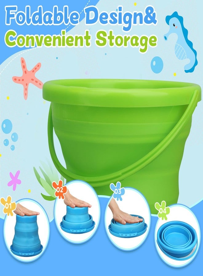 Amarlozn Foldable Beach Sand Toy Bucket for Kids Adults, Jumbo Collapsible Sandbox Bucket, Foldable Pail with Mesh Bag, Multi Use for Garden Beach, Camping, Easter Basket Gift, Fishing, Travelling 3PCS - Image 5