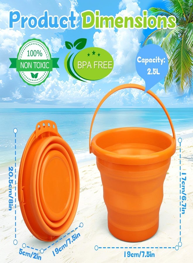 Amarlozn Foldable Beach Sand Toy Bucket for Kids Adults, Jumbo Collapsible Sandbox Bucket, Foldable Pail with Mesh Bag, Multi Use for Garden Beach, Camping, Easter Basket Gift, Fishing, Travelling 3PCS - Image 2
