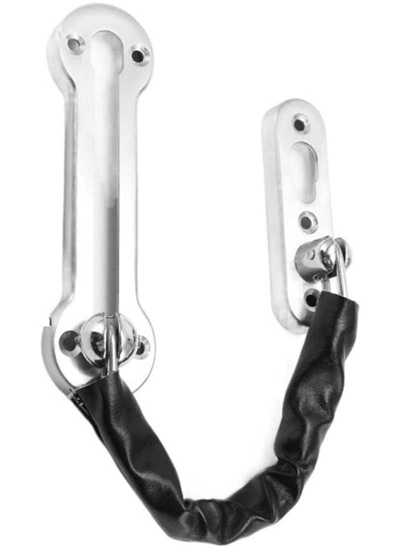 Generic Stainless Steel Door Chain Lock with Leather Cover – Slide Bolt Safety Lock – Anti-Theft Security Chain for Home & Office – Child Safe – Easy to Install  - Image 1