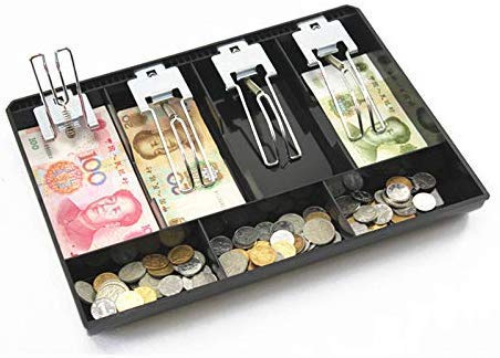 Homava ABS Plastic Cash Drawer, 4 Cash and 3 Coin Organizer for Supermarket, 7 Slot, 32.2 X 3.5 X 24.5 CM, Black - Image 2