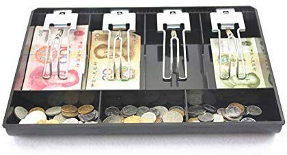 Homava ABS Plastic Cash Drawer, 4 Cash and 3 Coin Organizer for Supermarket, 7 Slot, 32.2 X 3.5 X 24.5 CM, Black - Image 1