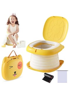 Gonice Portable Potty Training Seat for Toddler Travel,Toilet Potty Chair Potty Training Toilet Seat with Storage Bag Emergency Folding Toilet Toddler Travel Potty Seat Home Car Camping Use (Yellow)  - Image 1